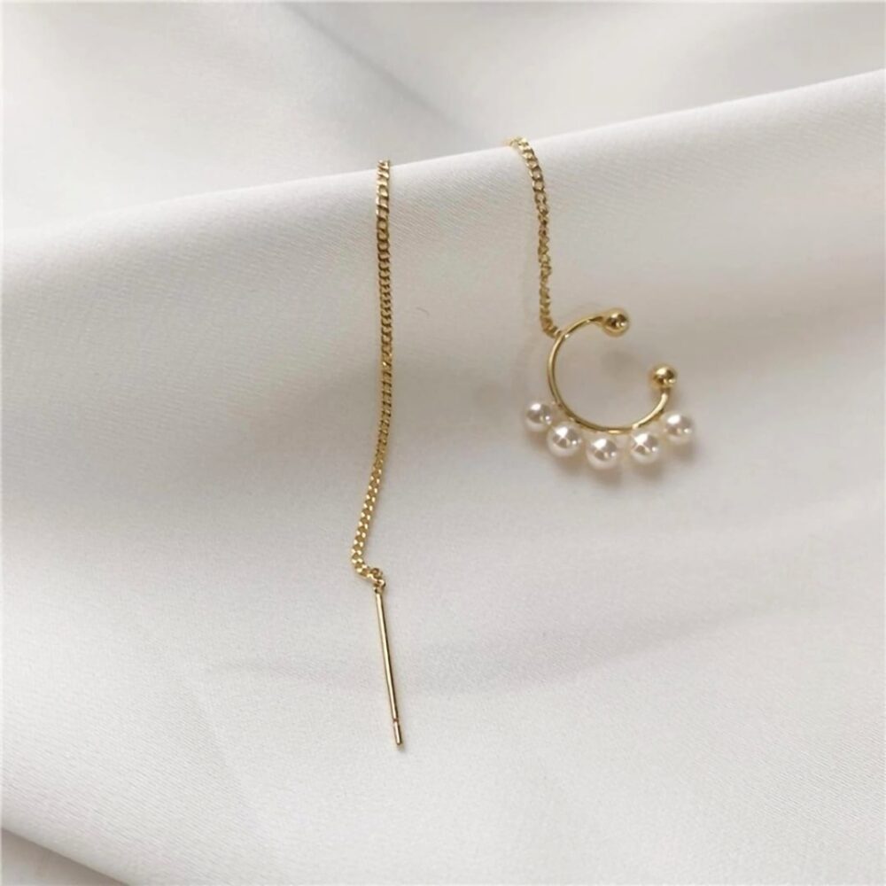 Pearl Chain Ear Cuff Earring