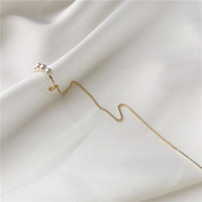 Pearl Chain Ear Cuff Earring