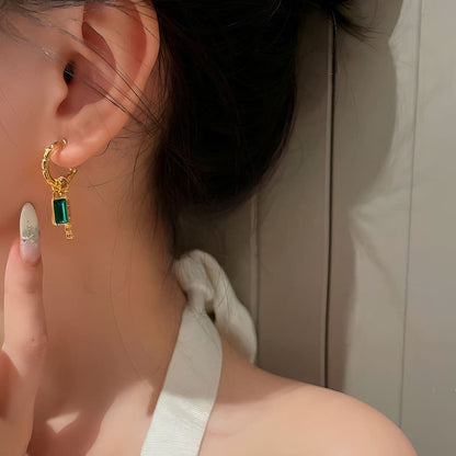 Emerald Rhinestone Drop Earrings