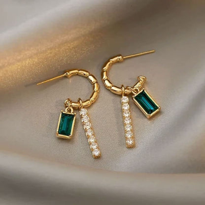 Emerald Rhinestone Drop Earrings