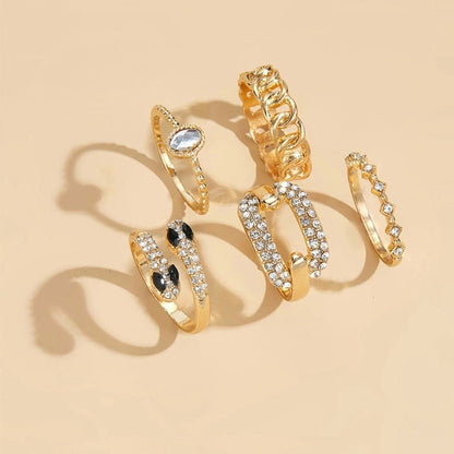 Noir Serpent Ring Stack - Set of 5