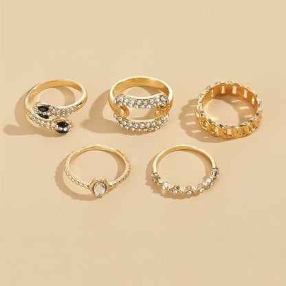 Noir Serpent Ring Stack - Set of 5