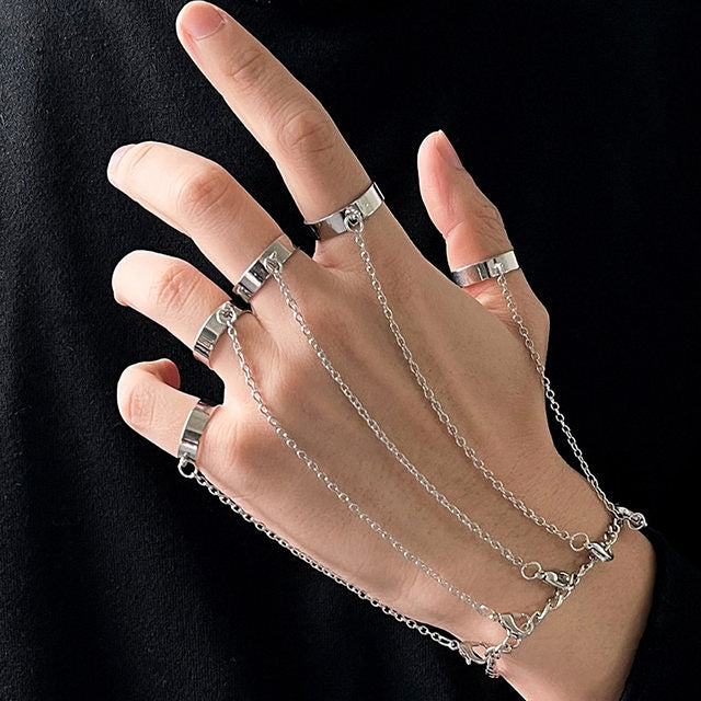 ミュージシャン POINTLESS JOURNEY CHAIN BRACELET + RING Punk Multi-Layer Chain Ring Bracelet – VIEZ