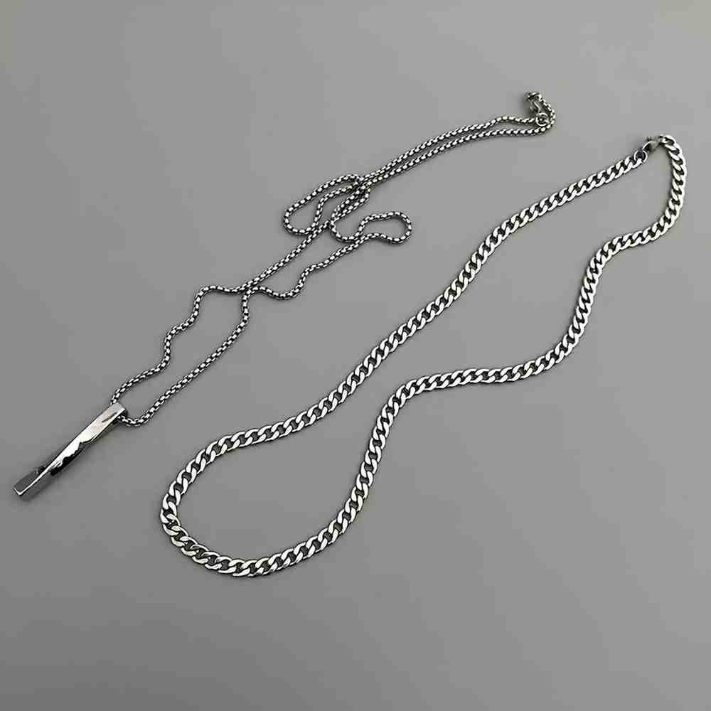 Bar and Curb Layered Necklace