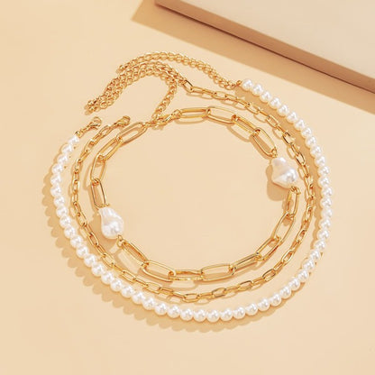 Baroque Pearl and Gold Layered Necklace
