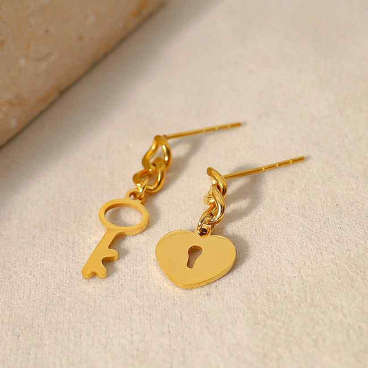 Heart Lock and Key Earrings