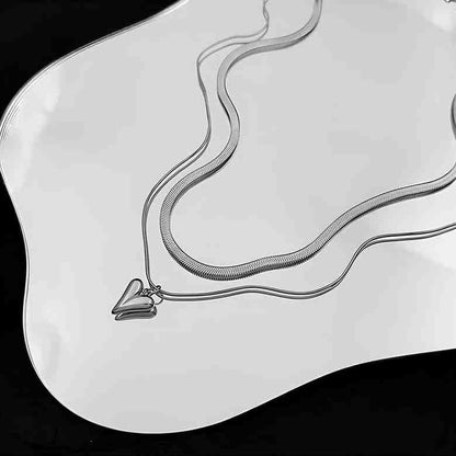 Silver Heart Layered Necklace