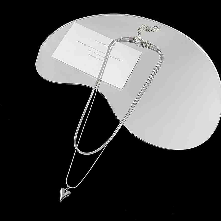 Silver Heart Layered Necklace