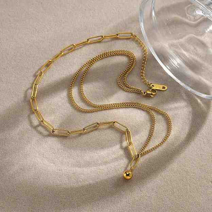 Paperclip Link and Sphere Necklace