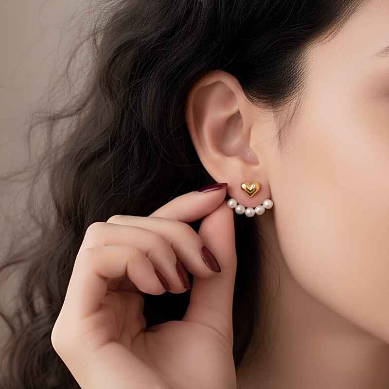 Pearl Heart Earrings
