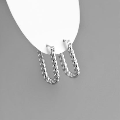 Silver Twisted Rope Hoops