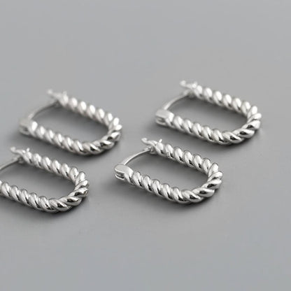 Silver Twisted Rope Hoops