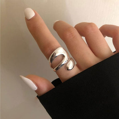 Chunky Statement Silver Ring Stack - Set of 2