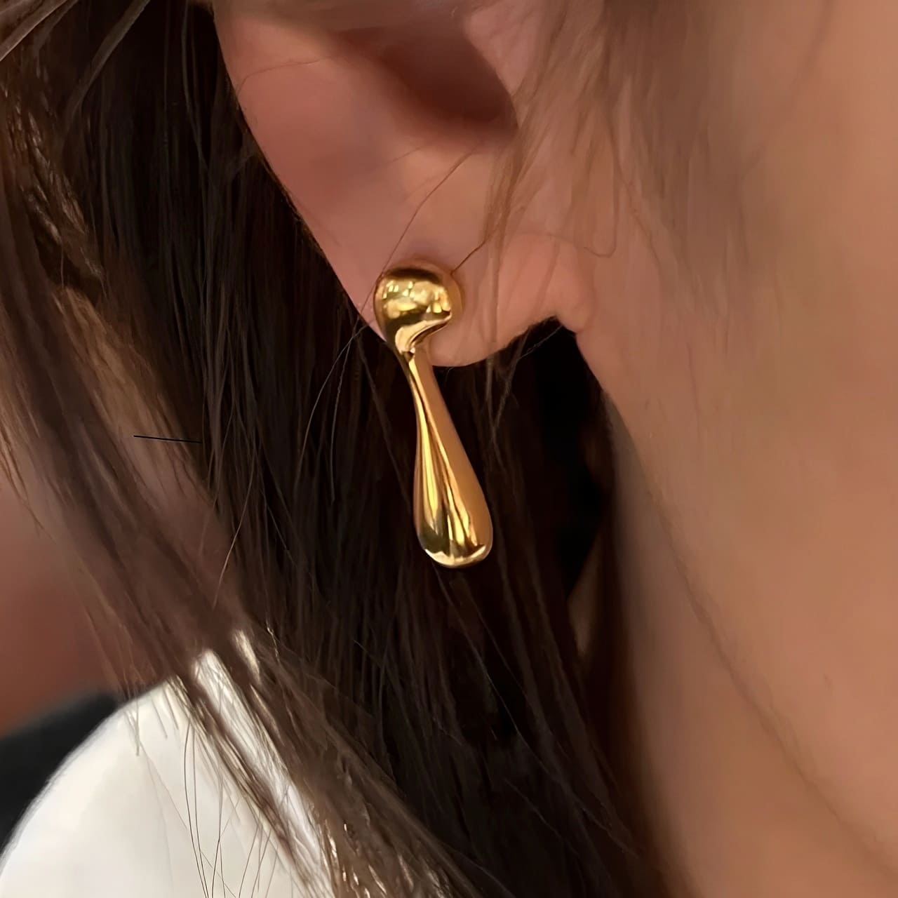 Mismatched Asymmetrical Gold Drip Earrings