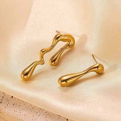 Mismatched Asymmetrical Gold Drip Earrings