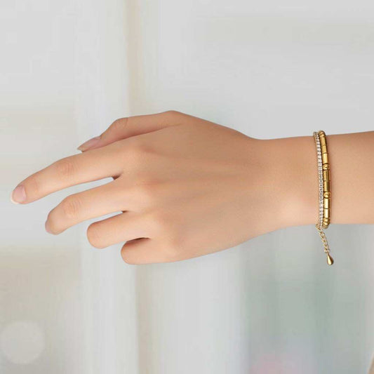 Keep Going Morse Code Bracelet Stack