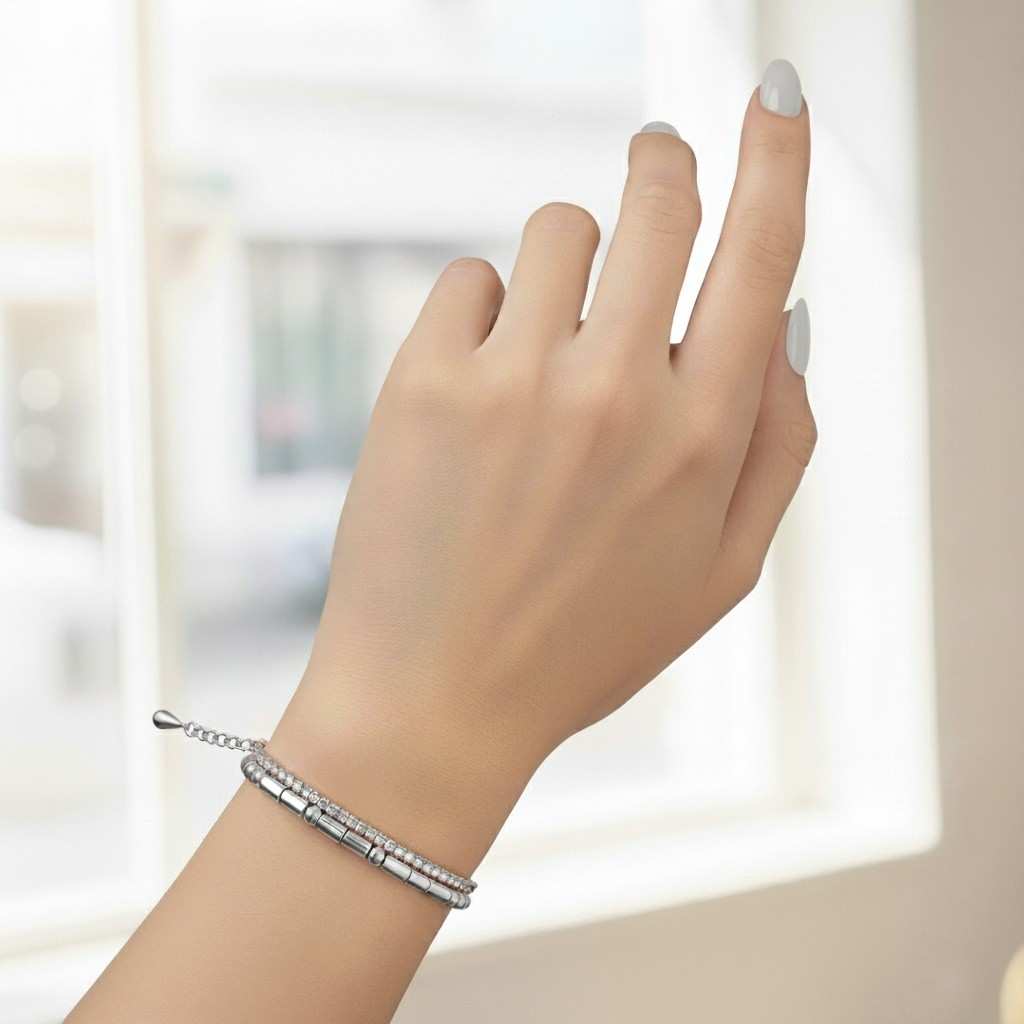 Keep Going Morse Code Bracelet Stack