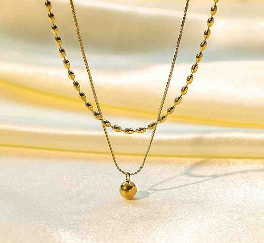 Oblique Bead and Sphere Layered Necklace