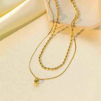 Oblique Bead and Sphere Layered Necklace