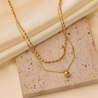 Oblique Bead and Sphere Layered Necklace