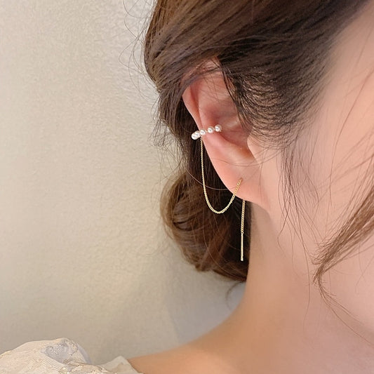 Pearl Chain Ear Cuff Earring