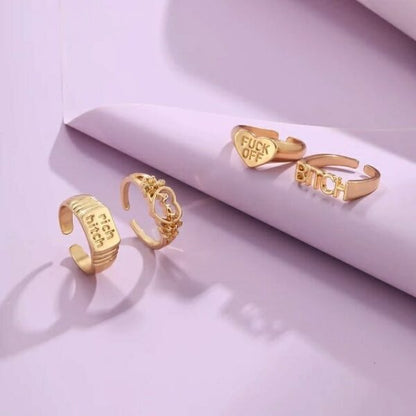 Slang Ring Stack - Set of 4