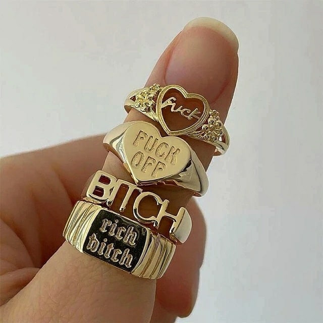 Slang Ring Stack - Set of 4
