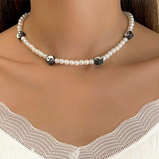 Y2K Pearl Yin Yang Necklace