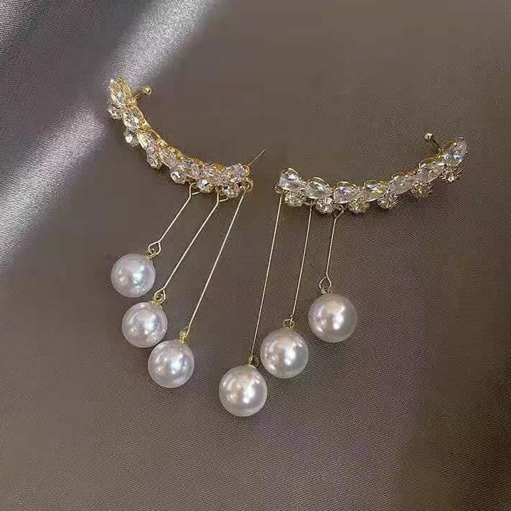 Rhinestone Tassel Cuff Earrings