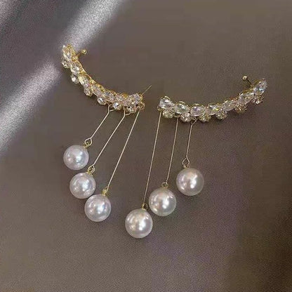 Rhinestone Tassel Cuff Earrings