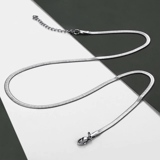 Premium Necklace – Silver Herringbone Chain - VIEZ