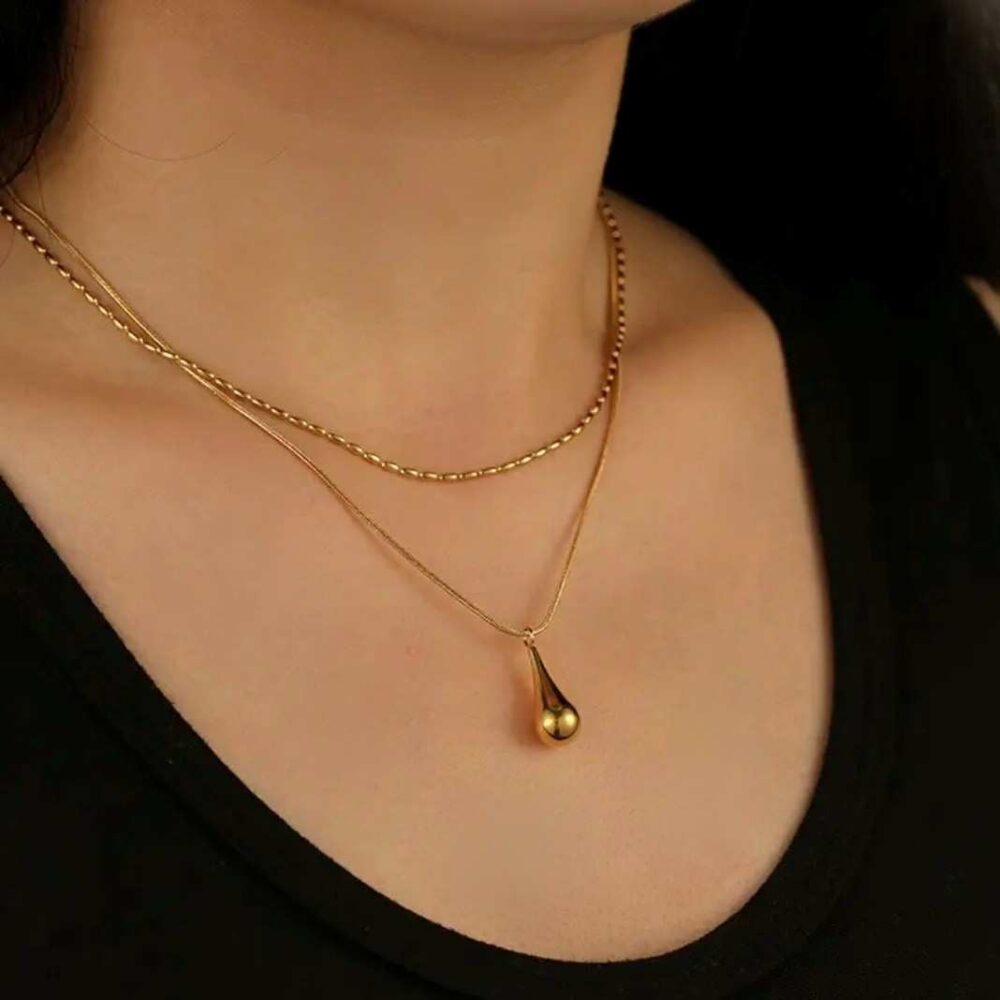 Premium Necklace- Layered Water Drop Stack - Image 4