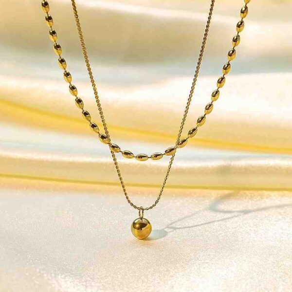 Premium Necklace - Rope Chain and Ball Layered